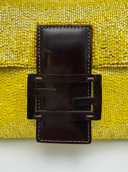 Vintage Fendi Yellow Beaded Baguette