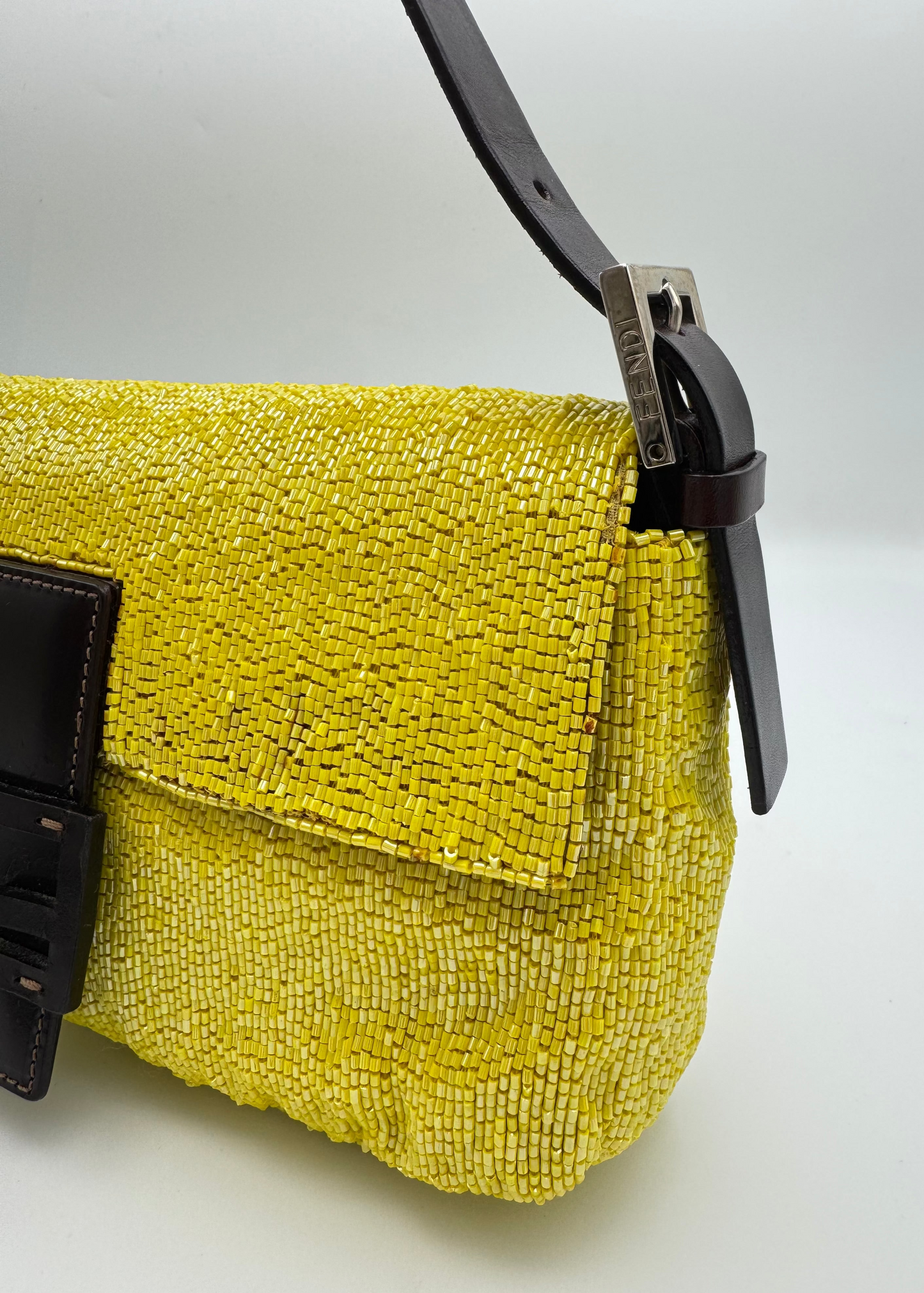 Vintage Fendi Yellow Beaded Baguette