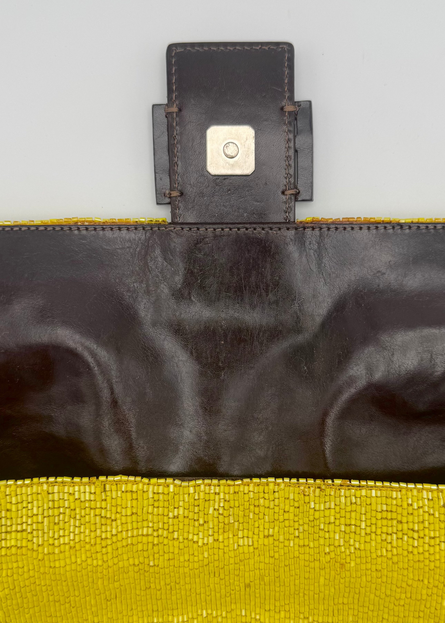 Vintage Fendi Yellow Beaded Baguette