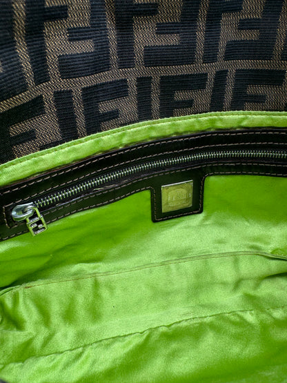 Vintage Fendi Zucca Floral Embroidered Baguette