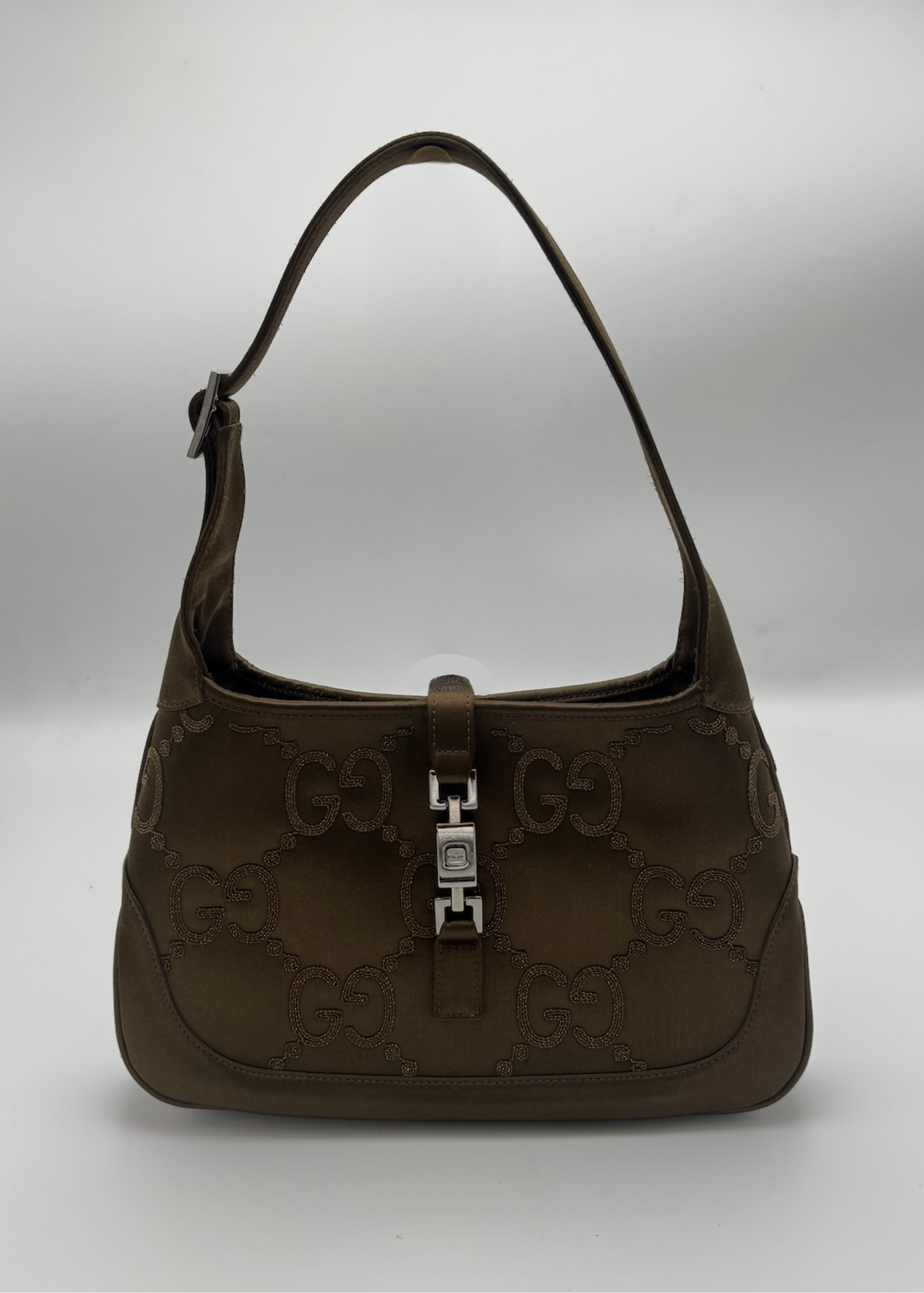 Vintage Gucci Bronze GG Satin Jackie Shoulder Bag