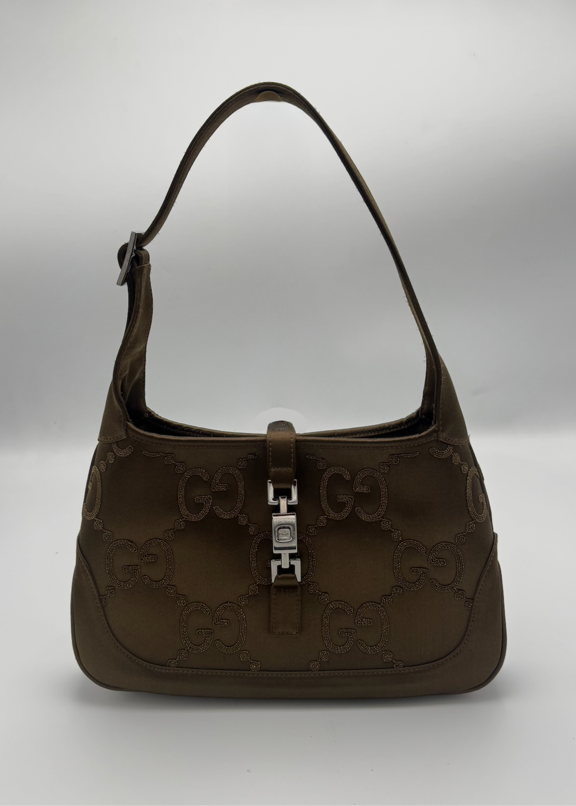 Vintage Gucci Bronze GG Satin Jackie Shoulder Bag
