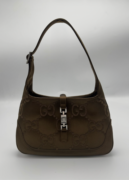 Vintage Gucci Bronze GG Satin Jackie Shoulder Bag