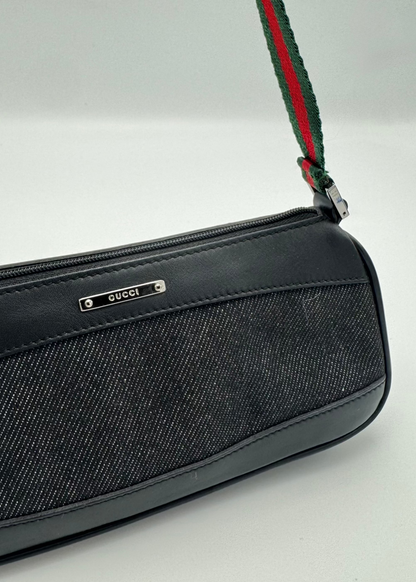 Vintage Gucci Denim Web Mini Shoulder Bag