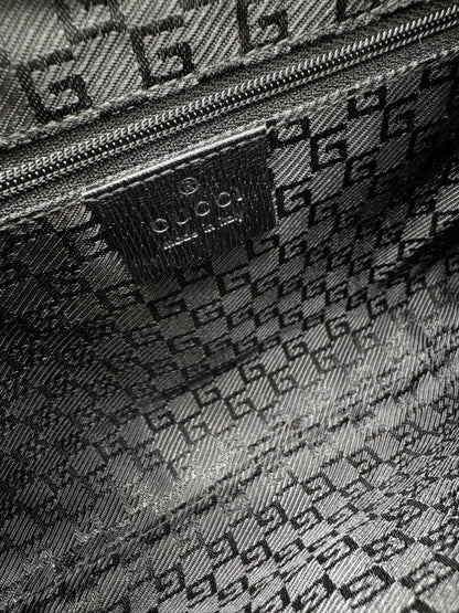 Interior of Vintage Gucci Jackie Mini Bamboo Black Shoulder Bag