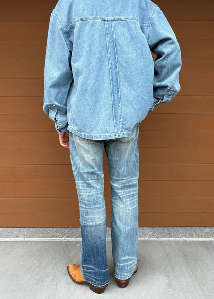 Person wearing Vintage Heavy Dad Straight Leg Quilted Jeans