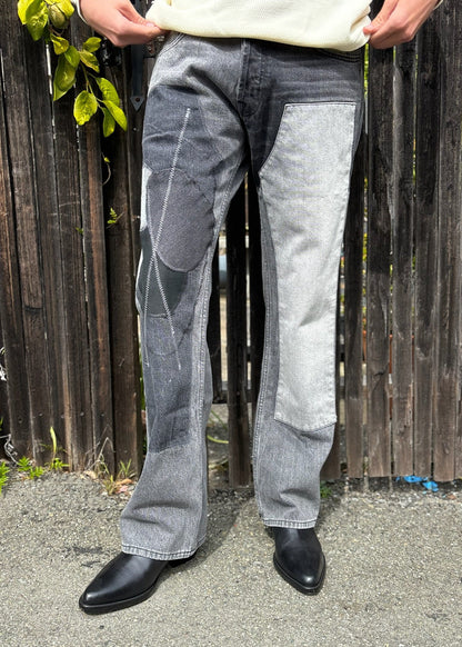 Person wearing Vintage Heavy Leroy Multi Panel Jeans
