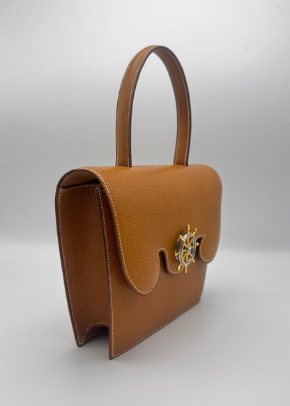 Vintage Hermes Fregate Gold Peau de Porc Leather Handbag