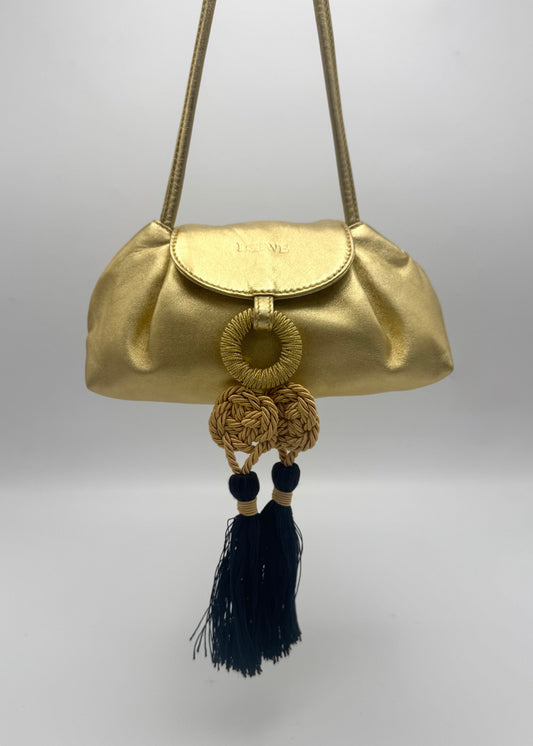 Vintage Mini Gold Loewe Bag with Tassels