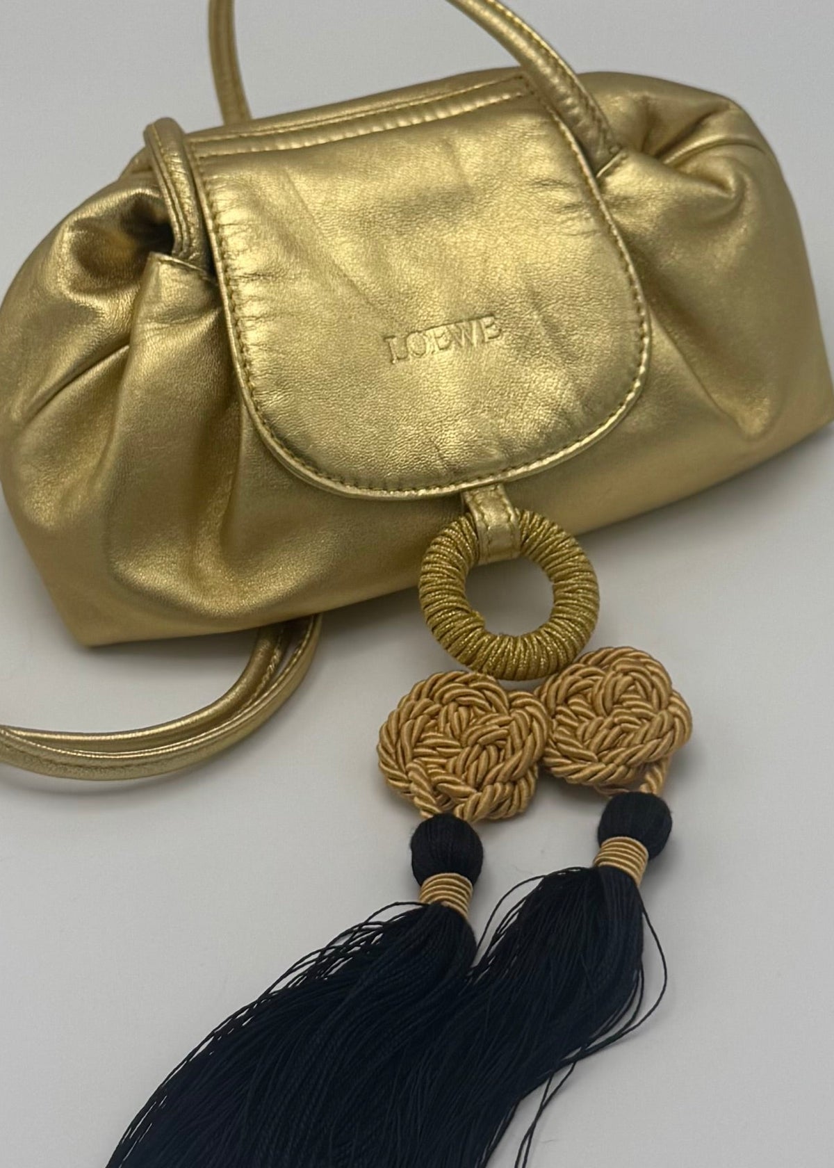 Vintage Mini Gold Loewe Bag with Tassels