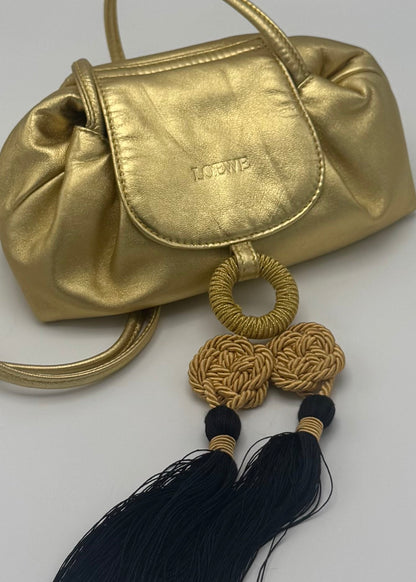 Vintage Mini Gold Loewe Bag with Tassels