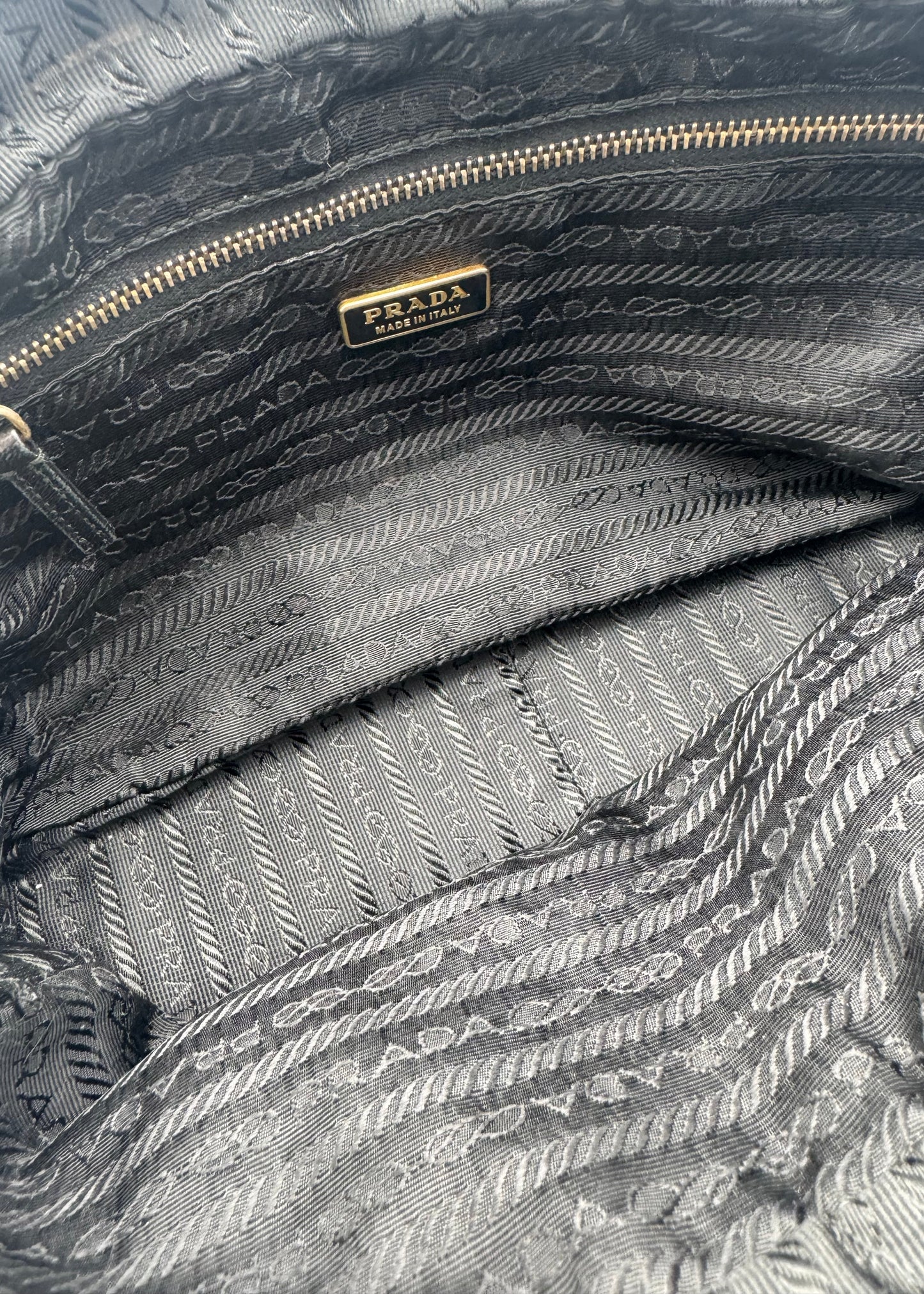 Vintage Prada Black Leather Grommet Top Handle Bag