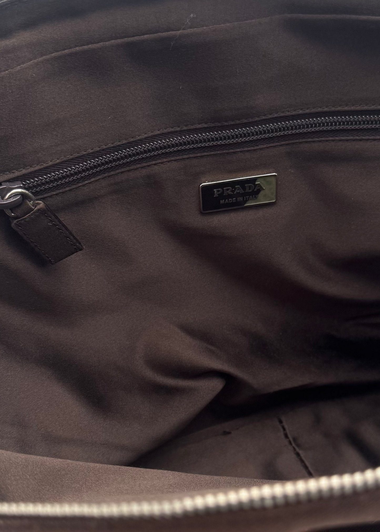 Vintage Prada Brown Canvas & Mustard Cervo Leather Bowler Bag