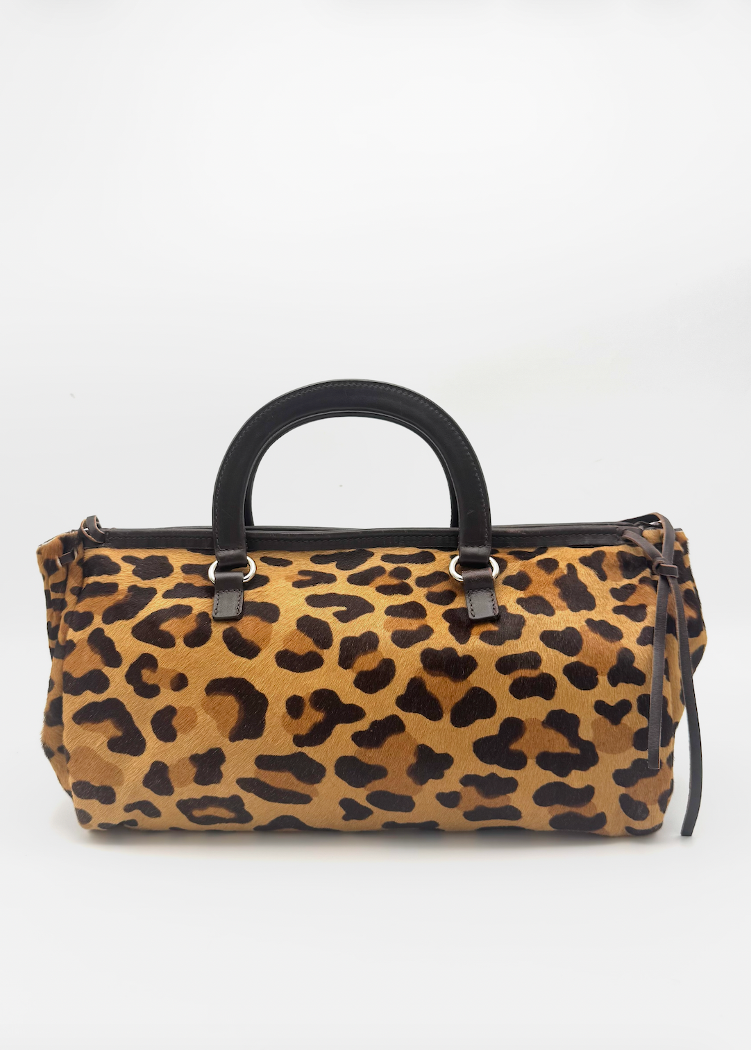 Vintage Prada Leopard Print Pony Hair Top Handle Bag