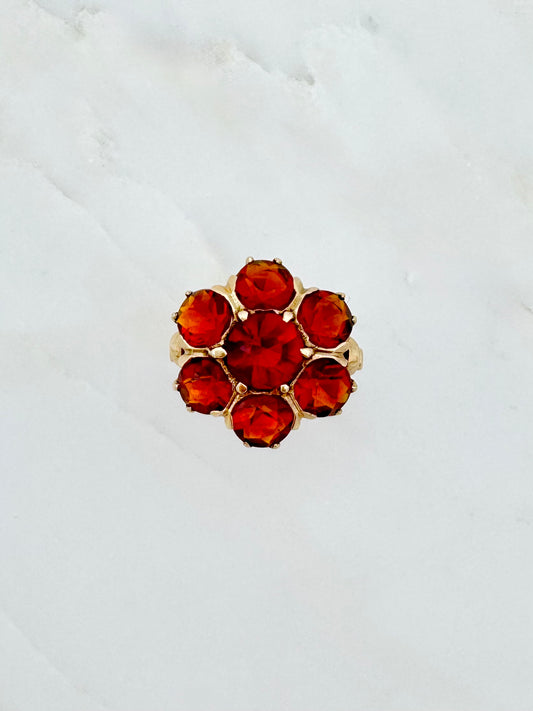 Vintage fine jewelry 14k yellow gold Citrine Floret Ring