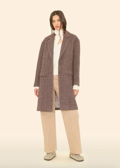 Person wearing Xirena Byron Coat in Brown