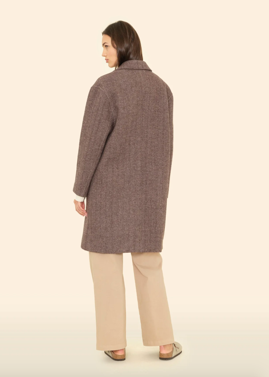 Person wearing Xirena Byron Coat in Brown