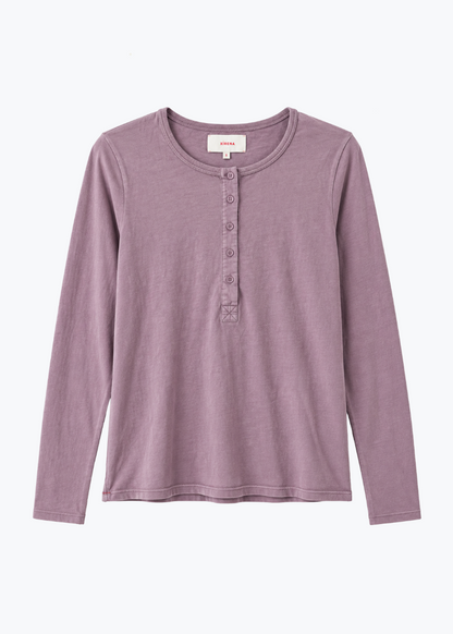 Xirena Langley Long Sleeve Henley Tee in Purple Haze