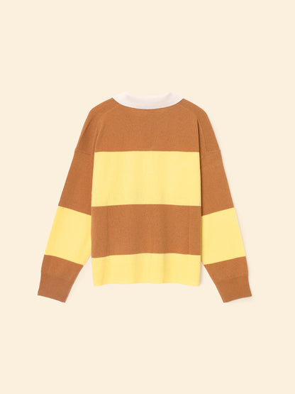 Xirena womens Braxton Rugby Polo Sweater in Camel Stripe
