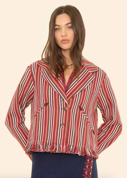 Person wearing Xirena womens Onyx Stripe Garett Jacket