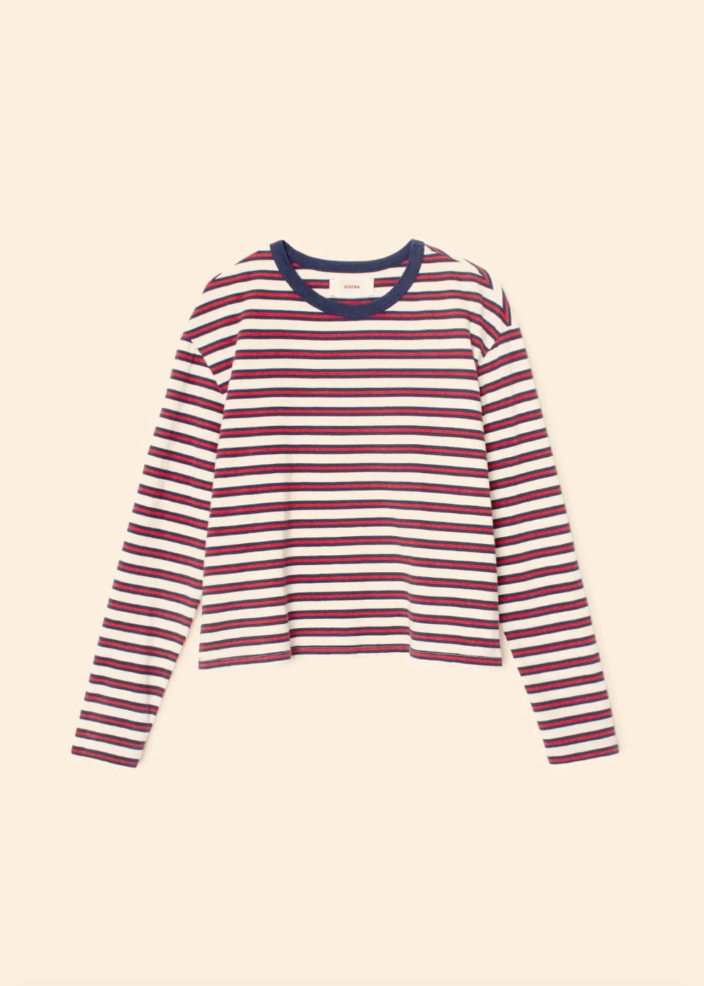 Xirena womens Terrance long sleeve Tee in Americana Stripe
