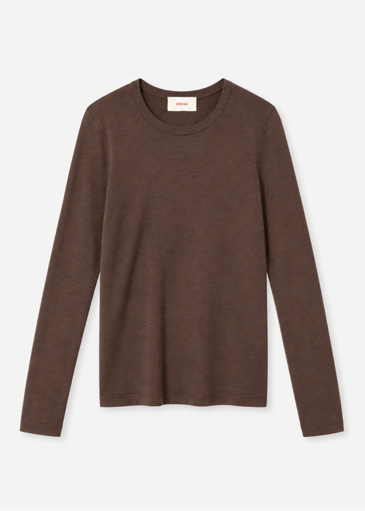 Xirena womens cotton cashmere Crewe Sweater in Brazil nut brown