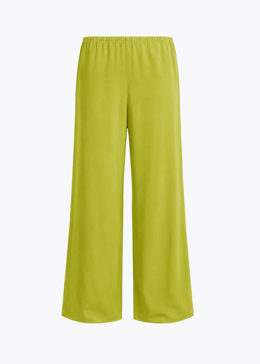 ablyn womens camden silk top and Naomi Bias Cut Silk Pull on Pants in Chartreuse
