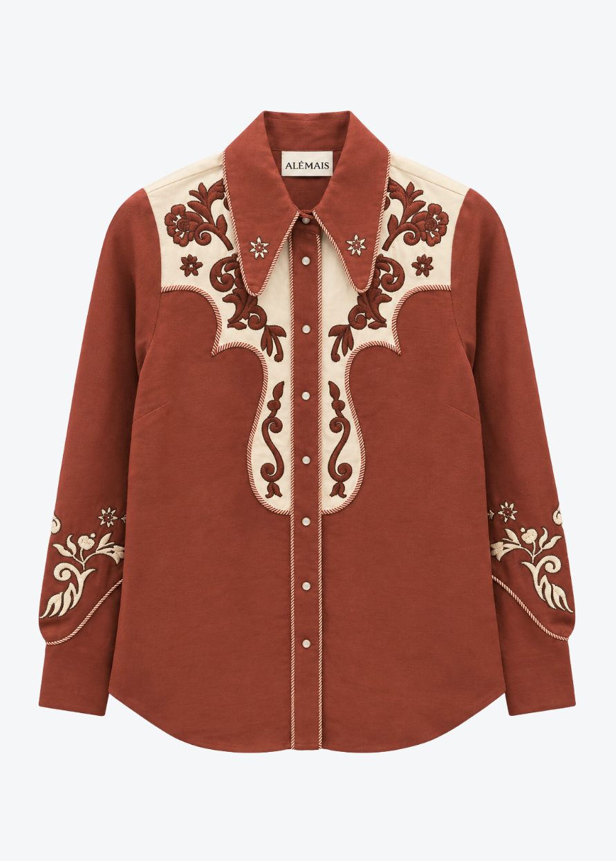 alemais womens Duke Embroidered Shirt