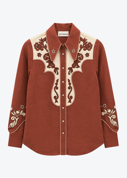 alemais womens Duke Embroidered Shirt