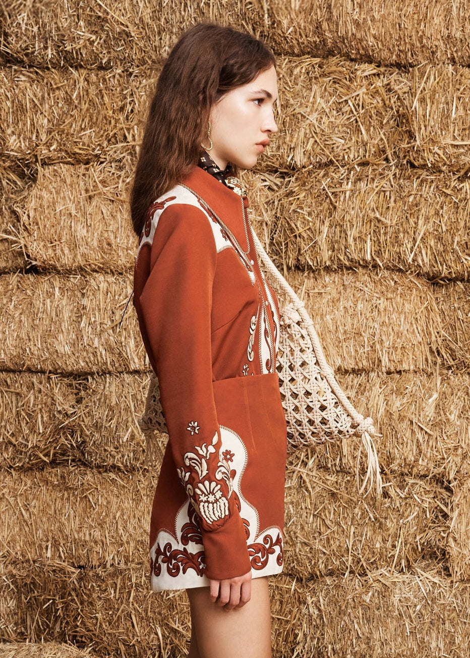 person wearing alemais womens Duke Embroidered Shirt
