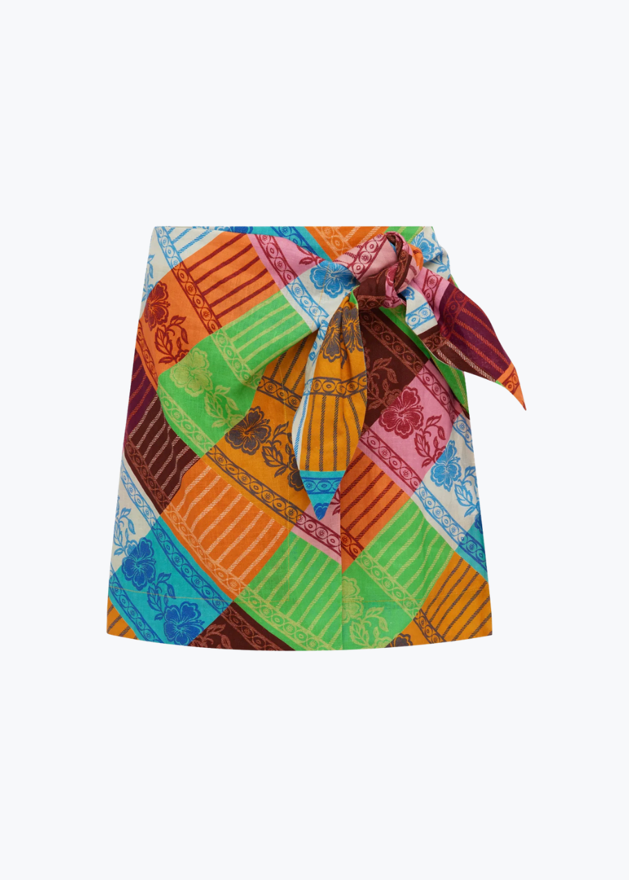 alemais womens Kaleidoscope Sarong Skirt multicolor linen