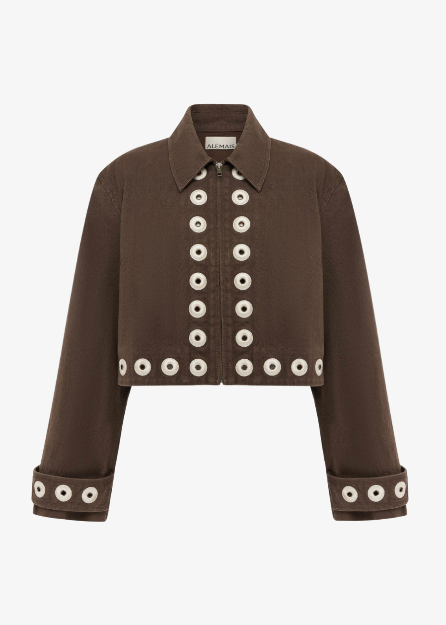 alemais womens Tobe Denim Jacket chocolate brown