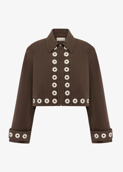 alemais womens Tobe Denim Jacket chocolate brown