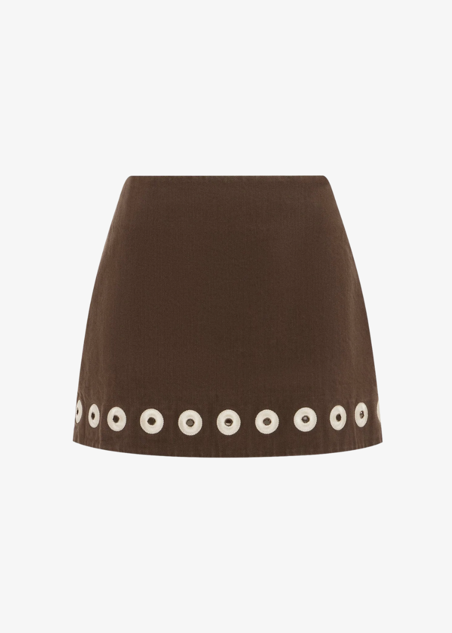 alemais womens Tobe Denim Skirt chocolate