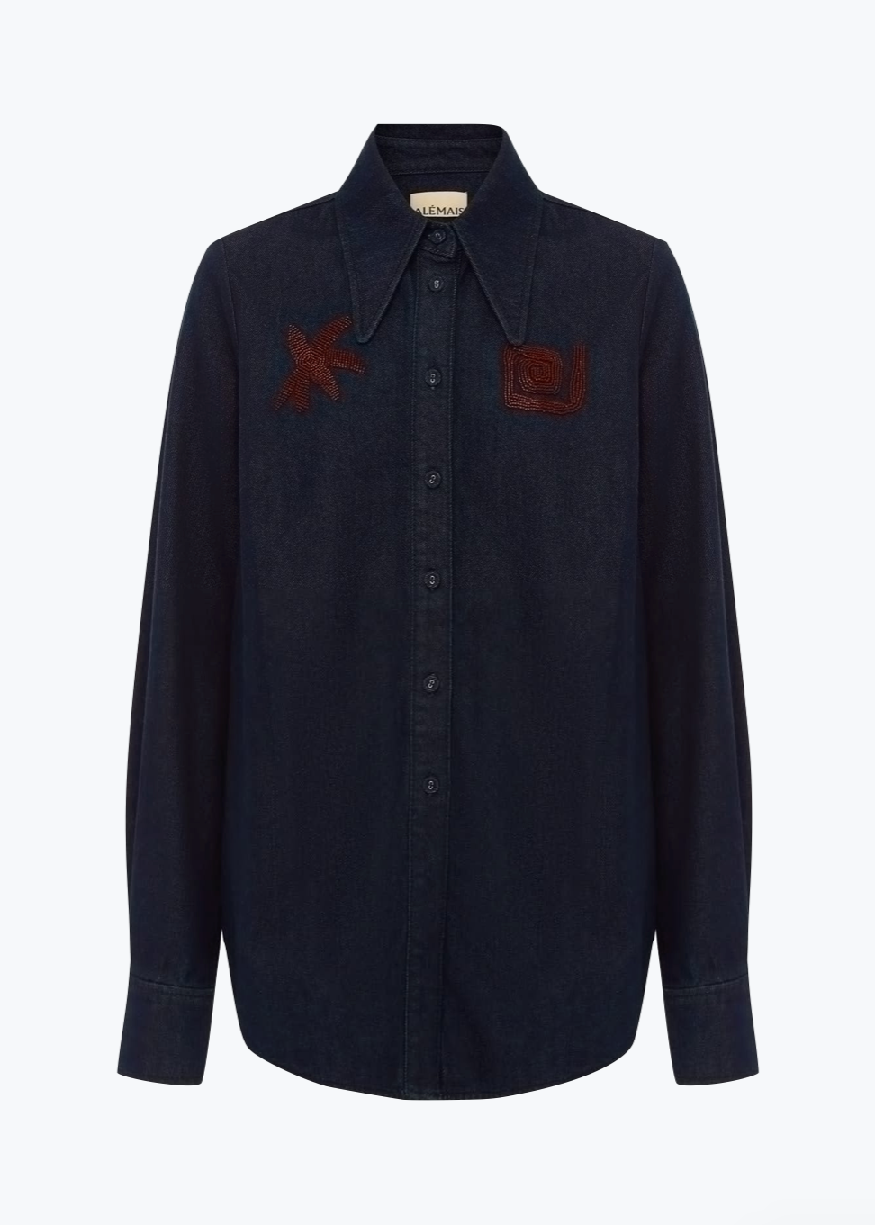 alemais womens cotton Delany Embellished Denim Shirt