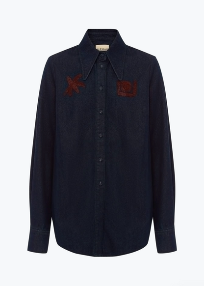 alemais womens cotton Delany Embellished Denim Shirt