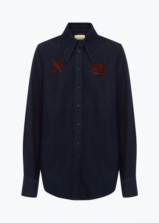alemais womens cotton Delany Embellished Denim Shirt