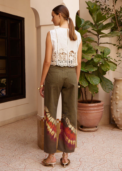 person wearing alemais womens cotton tiedye Marilyn Denim Mid Rise Jean