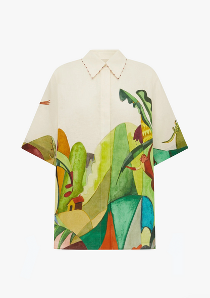 alemais womens printed linen Mokshini Shirt