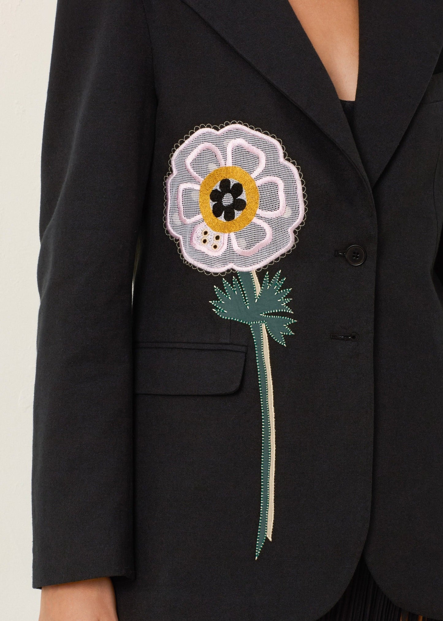 person wearing alix of bohemia Afternoon Pressed Daisy Blazer