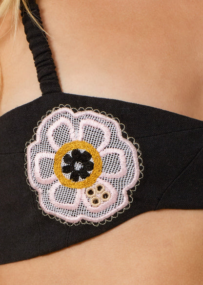 person wearing alix of bohemia Avalon Pressed Daisy Bralette