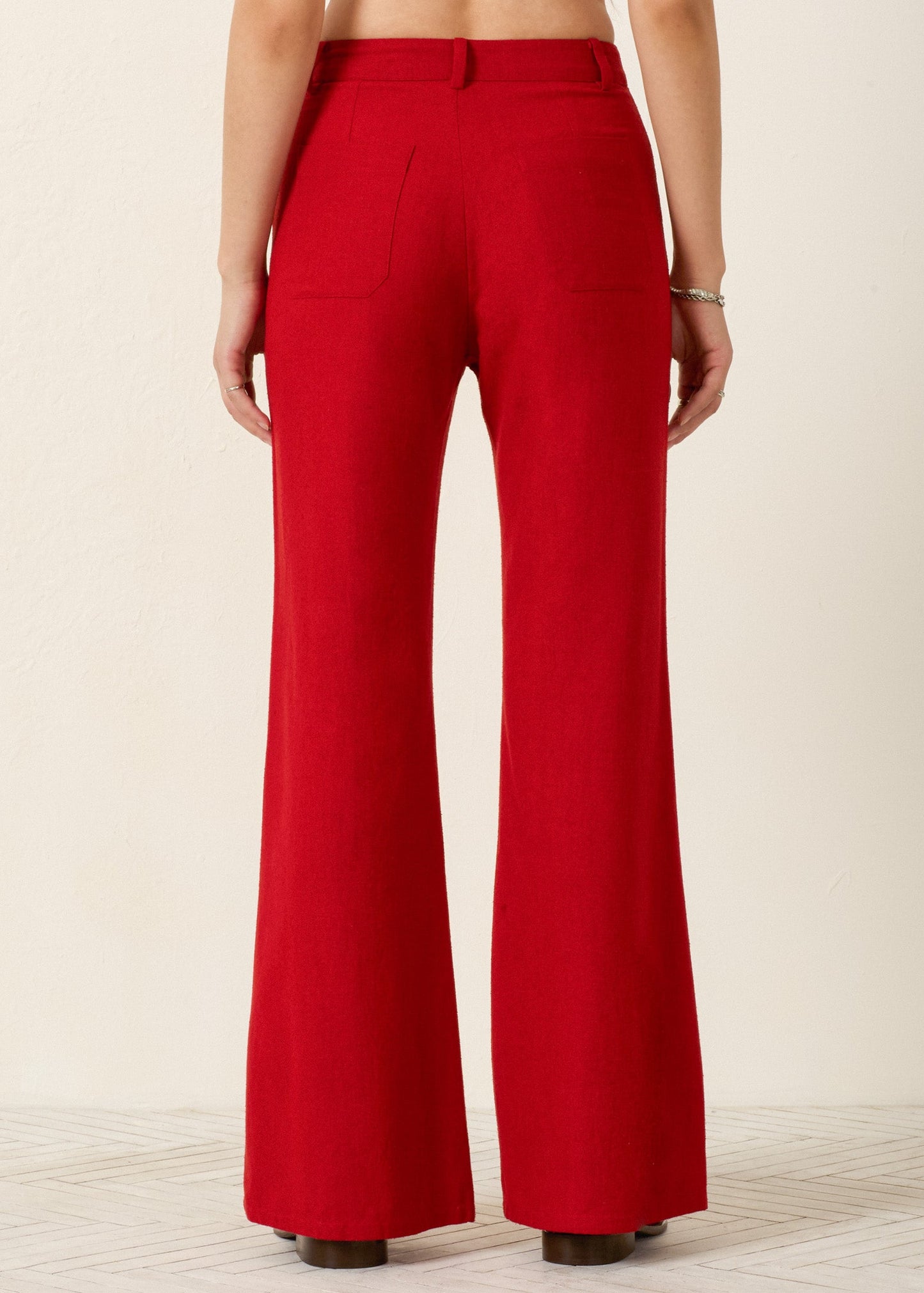 person wearing alix of bohemia Bunny Russet Silk Jean