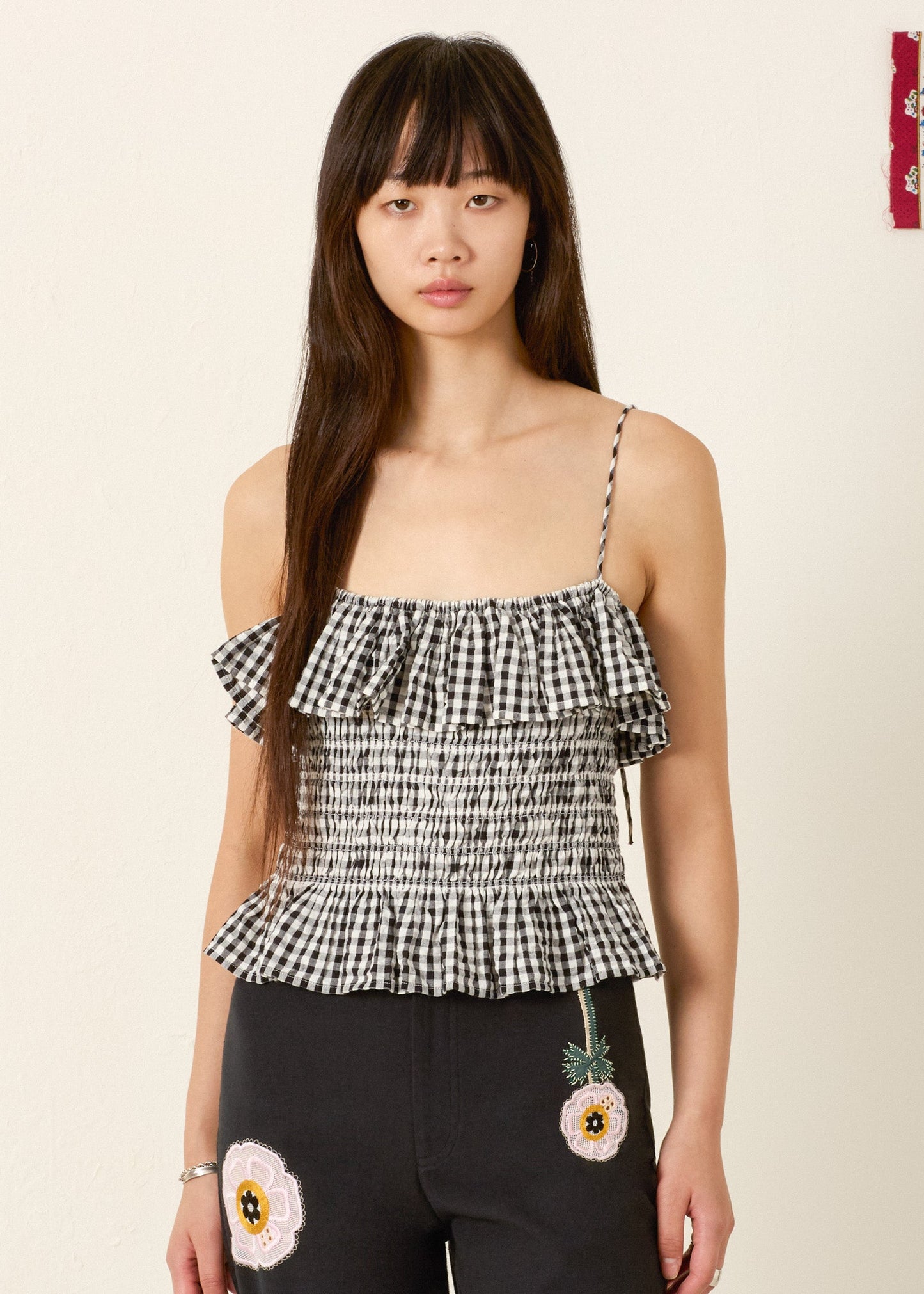 person wearing alix of bohemia Clara Sideshow Check Top