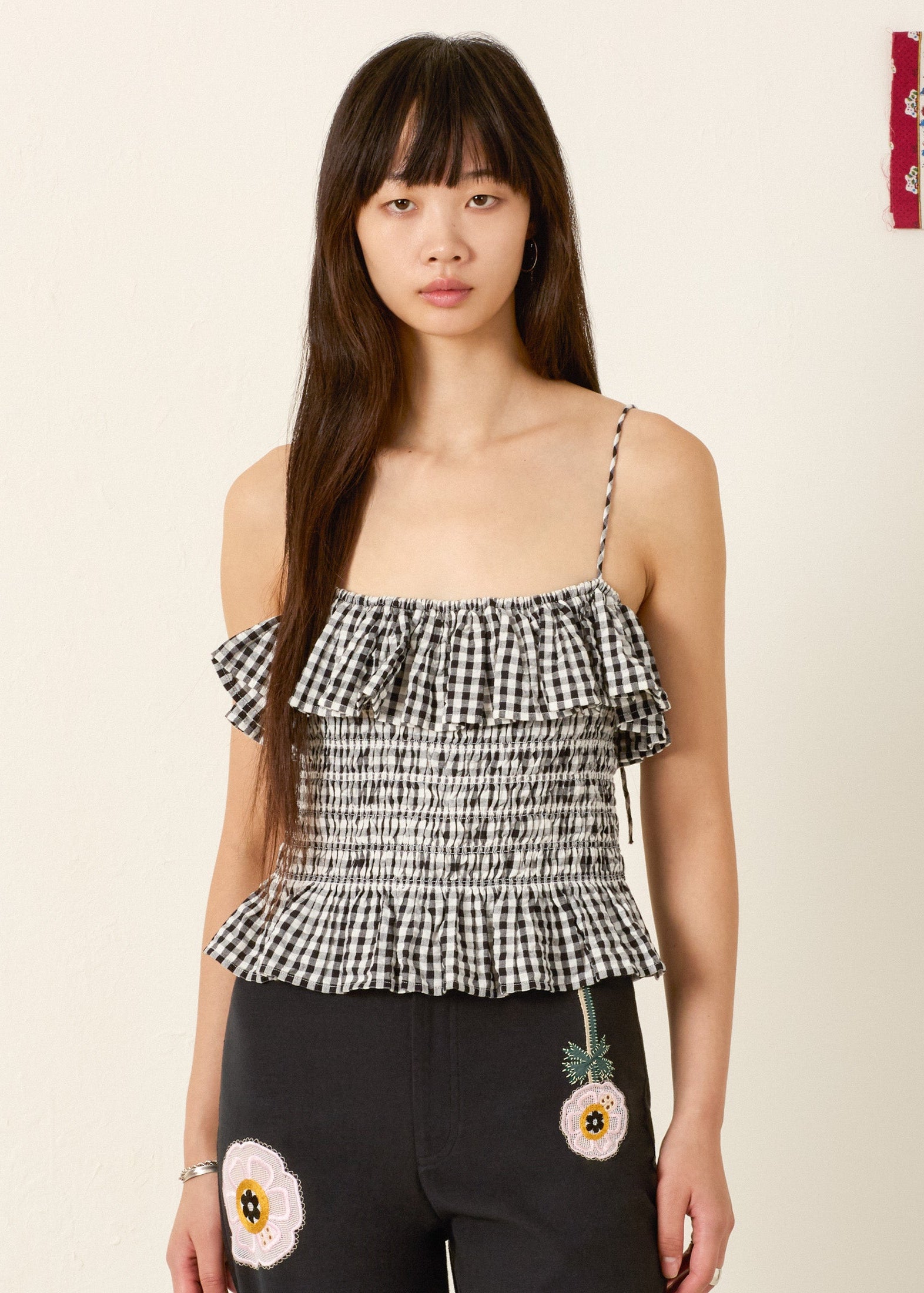 person wearing alix of bohemia Clara Sideshow Check Top