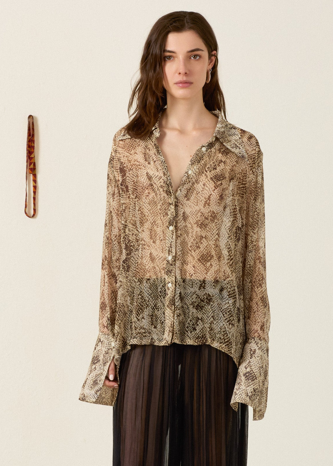 person wearing alix of bohemia Dana Lemon Snakeskin Shirt