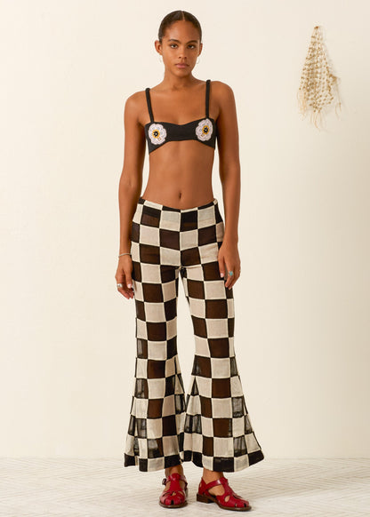 person wearing alix of bohemia Farah Harlequin Pant and avalon pressed daiy bralette