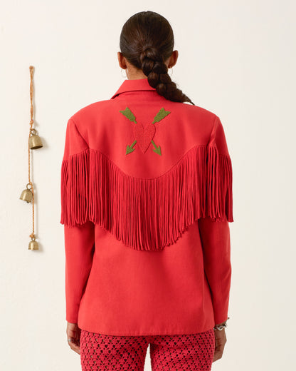 person wearing alix of bohemia Jude Ibis Fringe Jacket