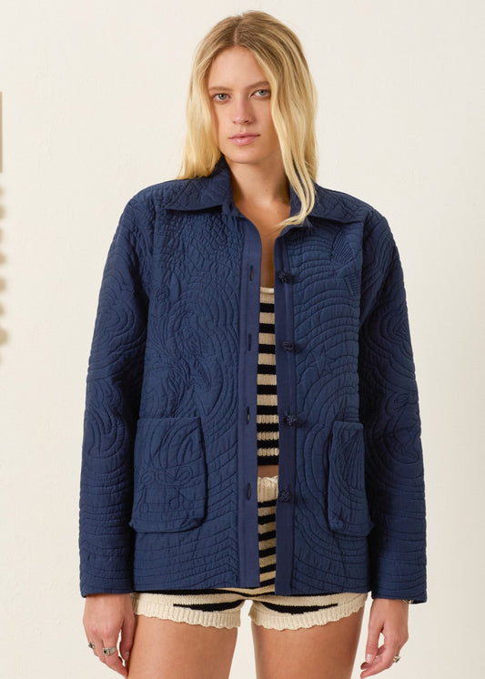 person wearing alix of bohemia Jude Midnight Reverie Jacket