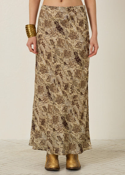 person wearing alix of bohemia Lyra Lemon Snakeskin Skirt