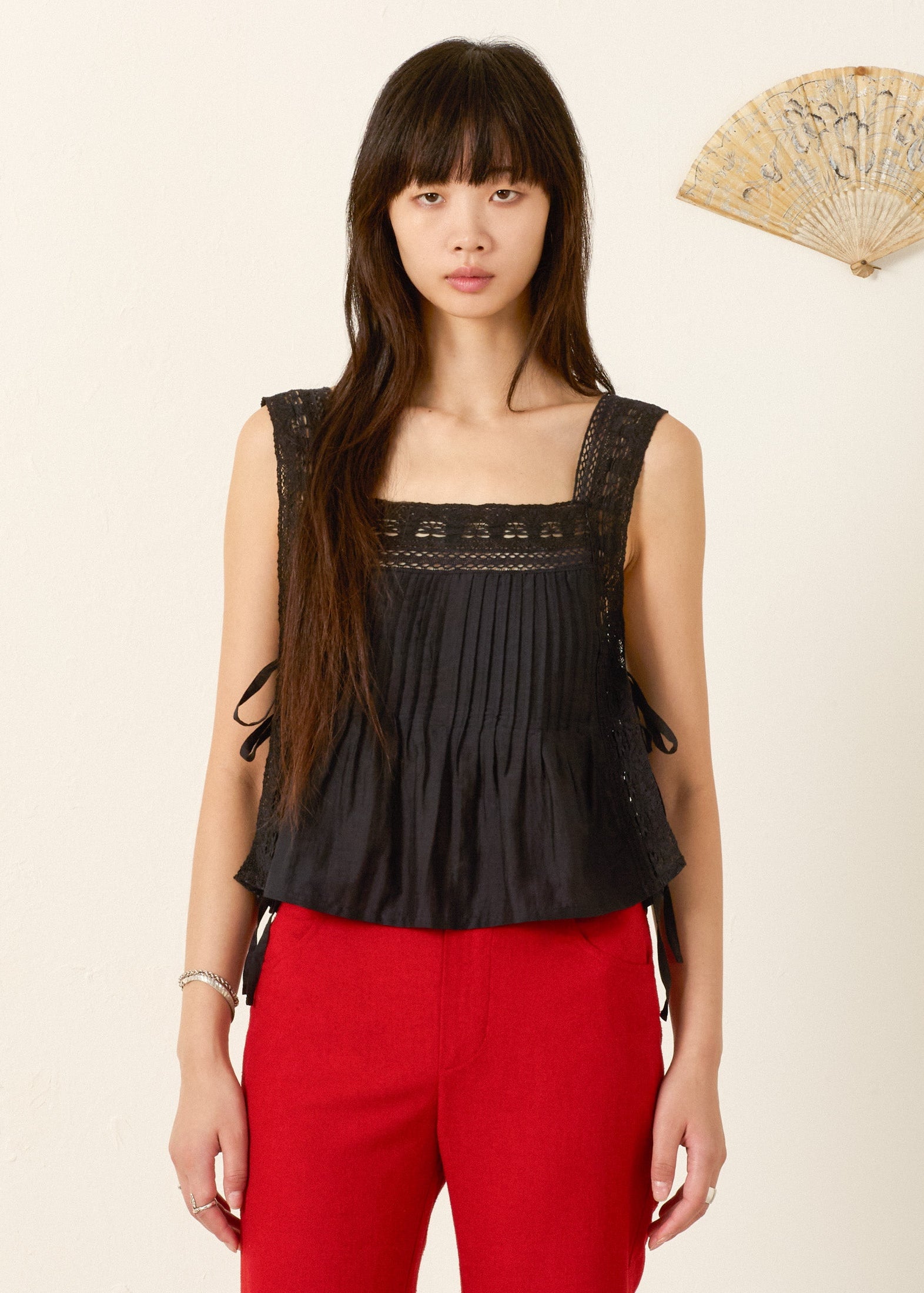 person wearing alix of bohemia Mimi Onyx Prima Lace Top